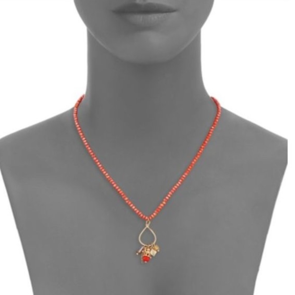 Canvas Beaded Charm Pendant Necklace